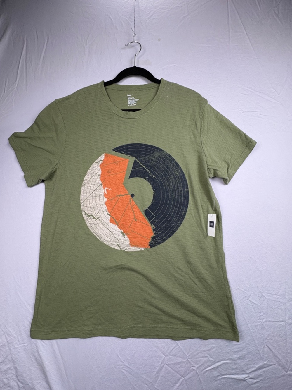 Gap Women’s Large Green Graphic T-Shirt California Map Tee Short Sleeve NWT